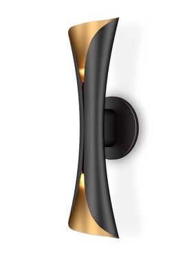 NIB PAIR Wall Sconces Dimmable Black Gold Sconce Lights Hardwired Modern Indoor